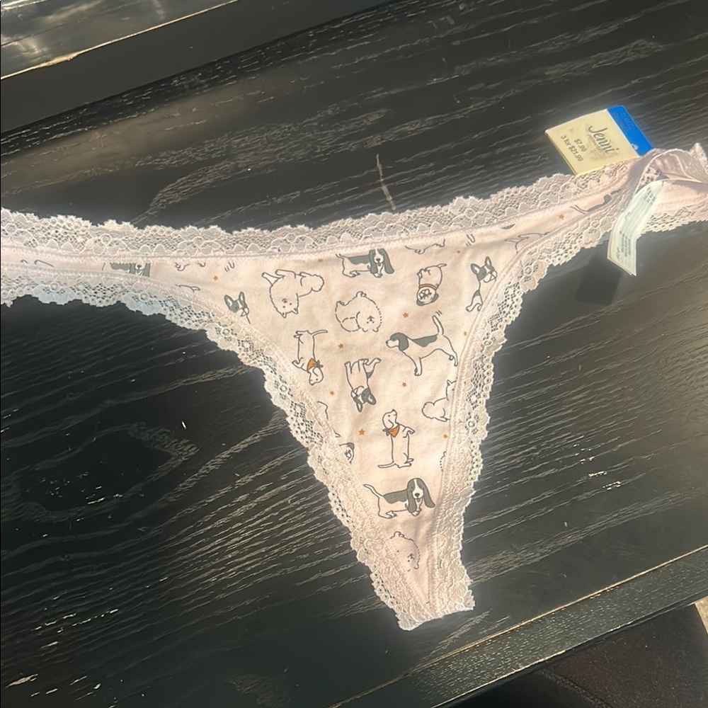 Pink Lace Dog Print Thong